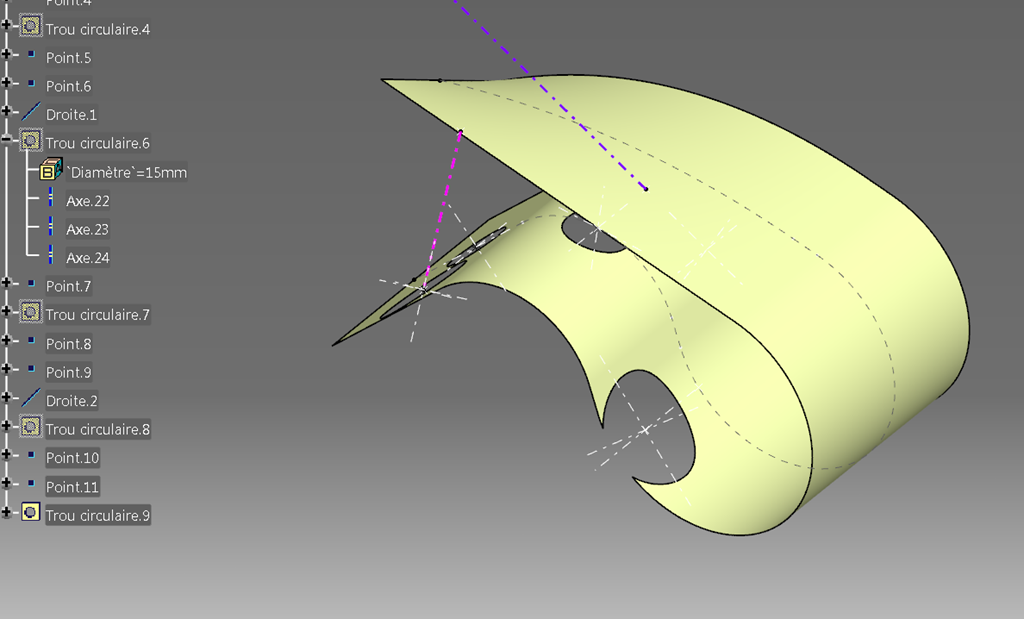 Surfacique GSD Catia V5 Trou rond au bord du ruban