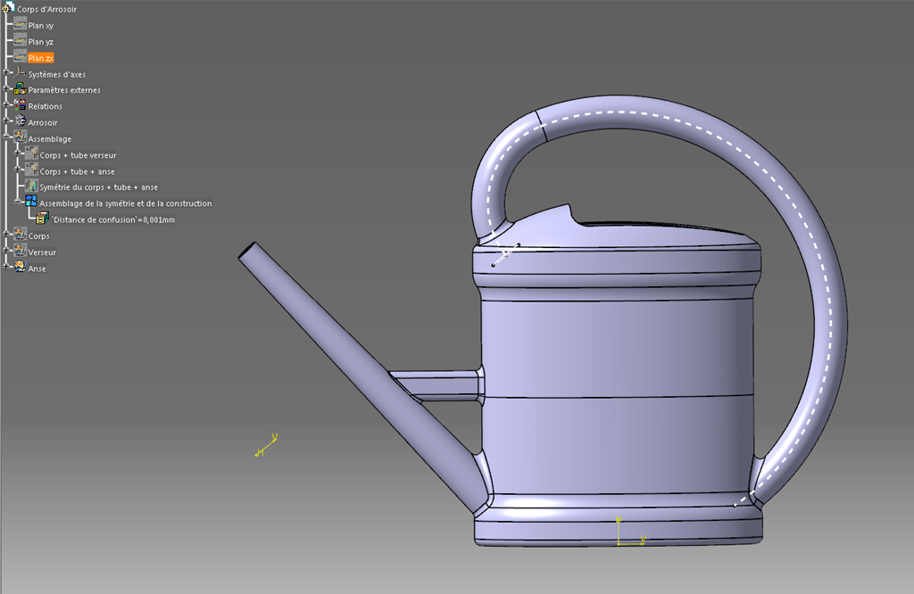 Catia V5 arrosoir retouche guide anse résultat Catia V5 arrosoir retouche guide anse résultat