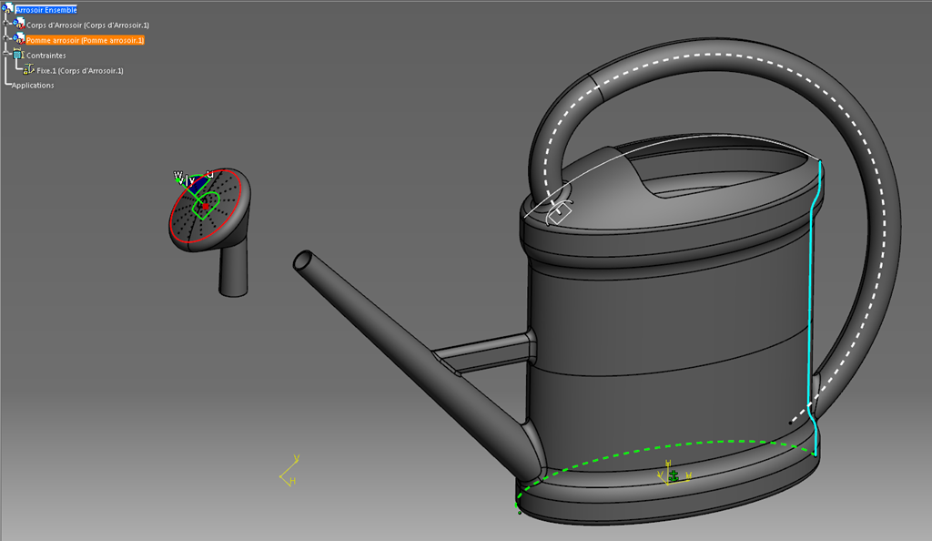 Catia V5 arrosoir assemblage catproduct déplacement pièce boussole Catia V5 arrosoir assemblage catproduct déplacement pièce boussole