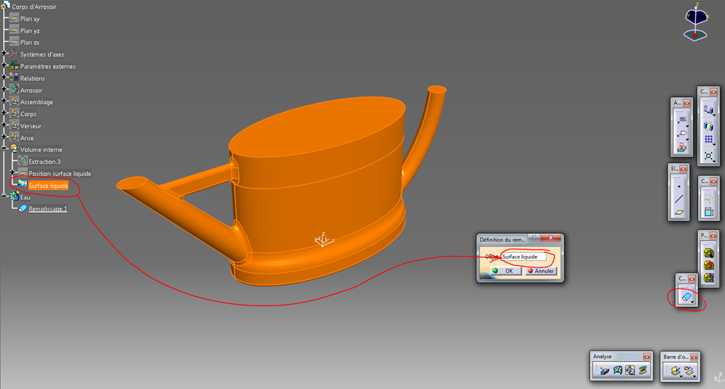 Catia V5 arrosoir remplissage volume Part Design Catia V5 arrosoir remplissage volume Part Design