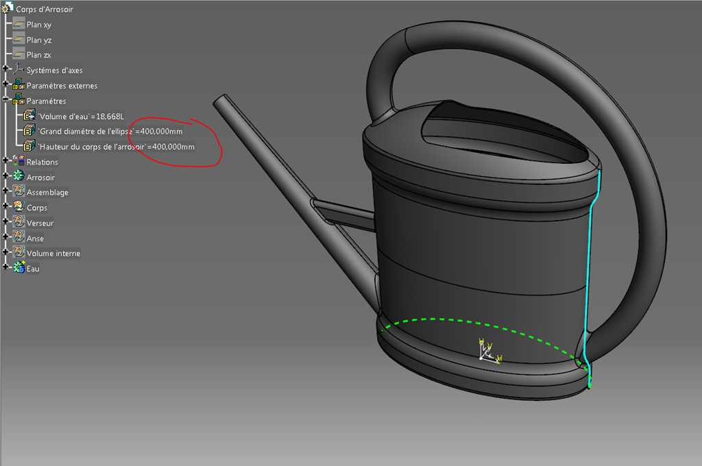Catia V5 arrosoir volume de l'eau paramètres pilotants utilisateurs Catia V5 arrosoir volume de l'eau paramètres pilotants utilisateurs