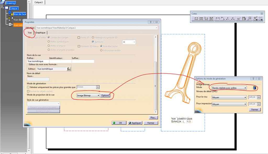 Catia V5 - propriété de la vue Bitmap rendu realiste avec arêtes Catia V5 - propriété de la vue Bitmap rendu realiste avec arêtes
