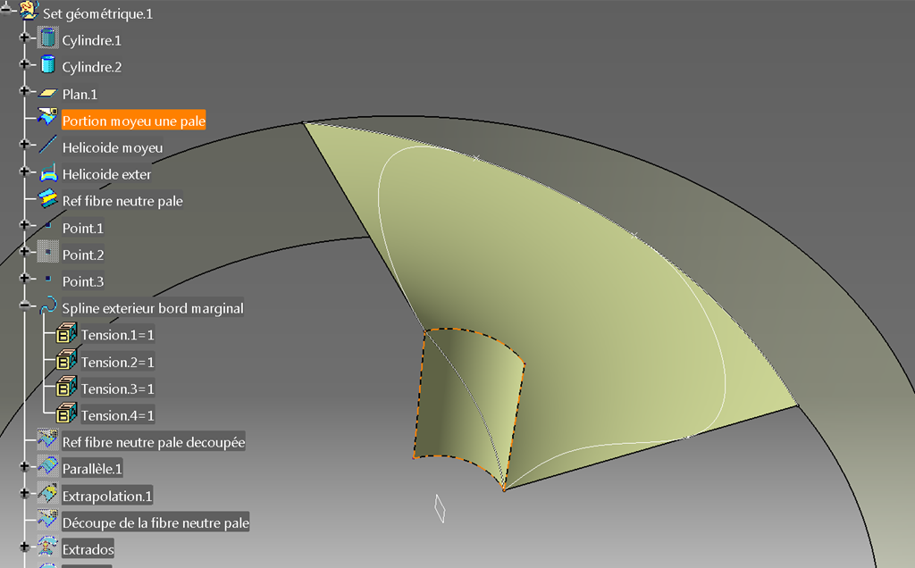 Catia V5 - Helice marine - surface raccord pale Catia V5 - Helice marine - surface raccord pale
