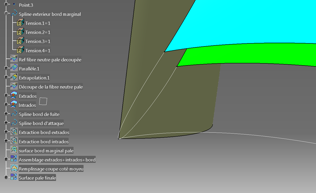 Catia V5 - Helice marine - spline bord marginal Catia V5 - Helice marine - spline bord marginal